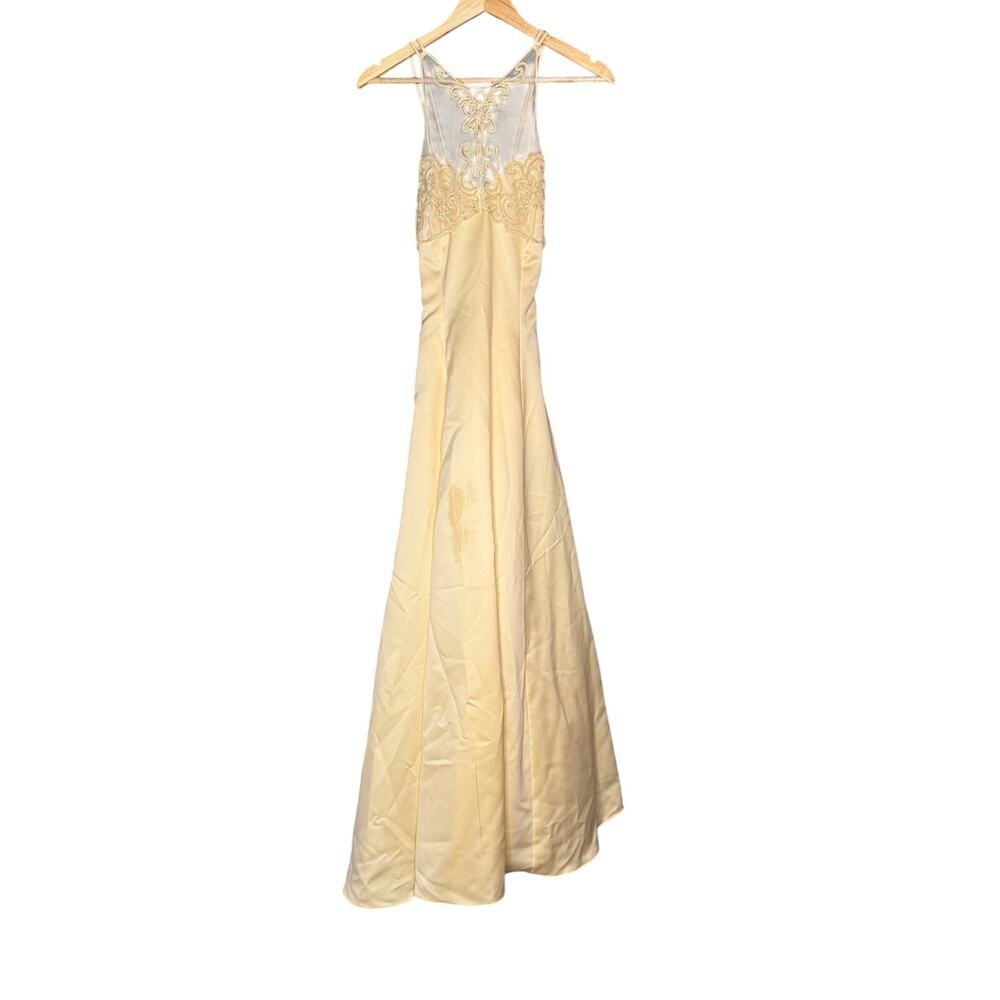 Vintage Roberta Formal Gown Size 7/8 Ivory Beaded Mesh Prom Evening Dress USA